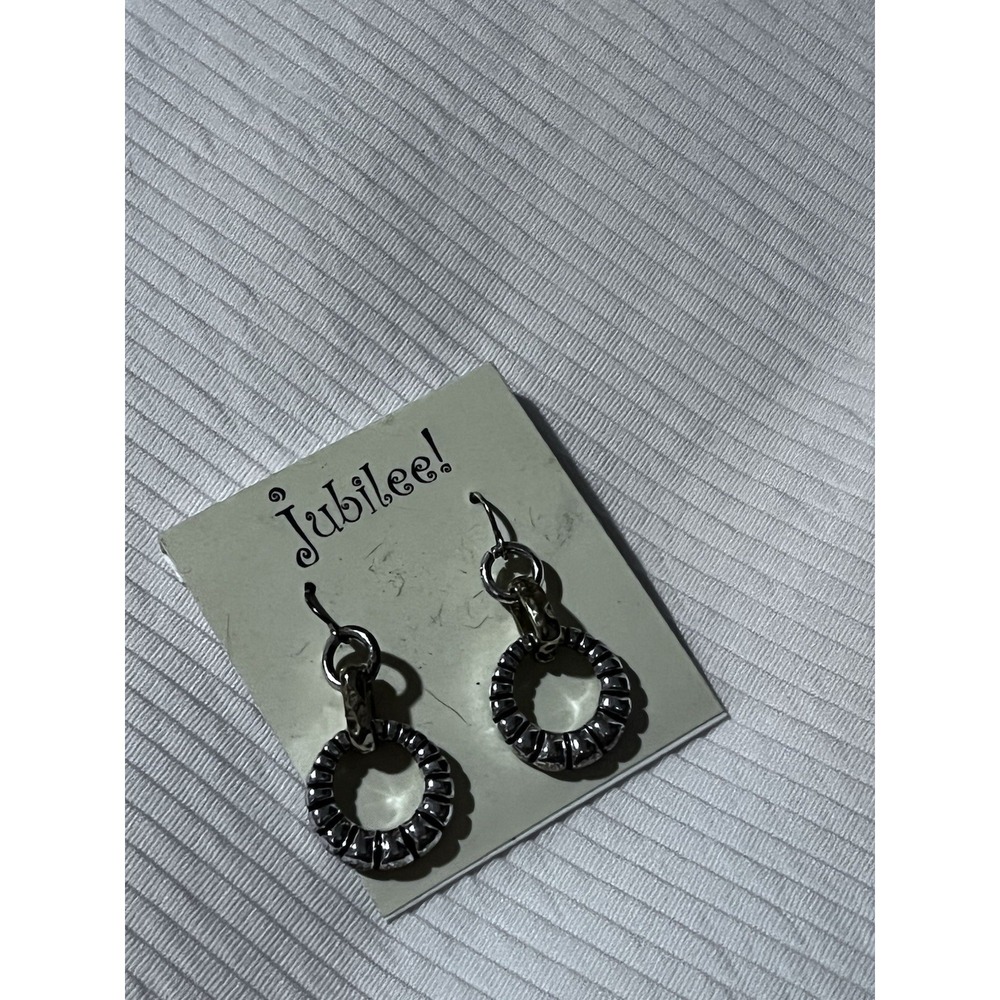 Bold, Bohemian, Silver toned Hoop Earrings By Jubilee! NOC NEW Gift - Picture 2 of 4